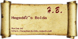 Hegedűs Bolda névjegykártya